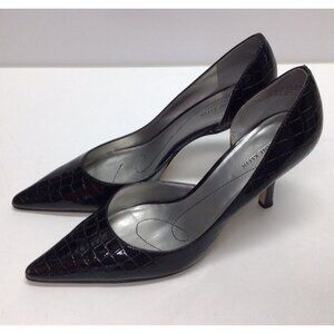 Anne Klein Christa Womens Pumps Heels Size 10M Closed Toe Black Shoes Reptile